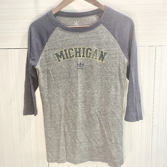 3/$20 Adidas 3/4 sleeve University of Michigan Raglan (baseball) Tee - Picture 1 of 4